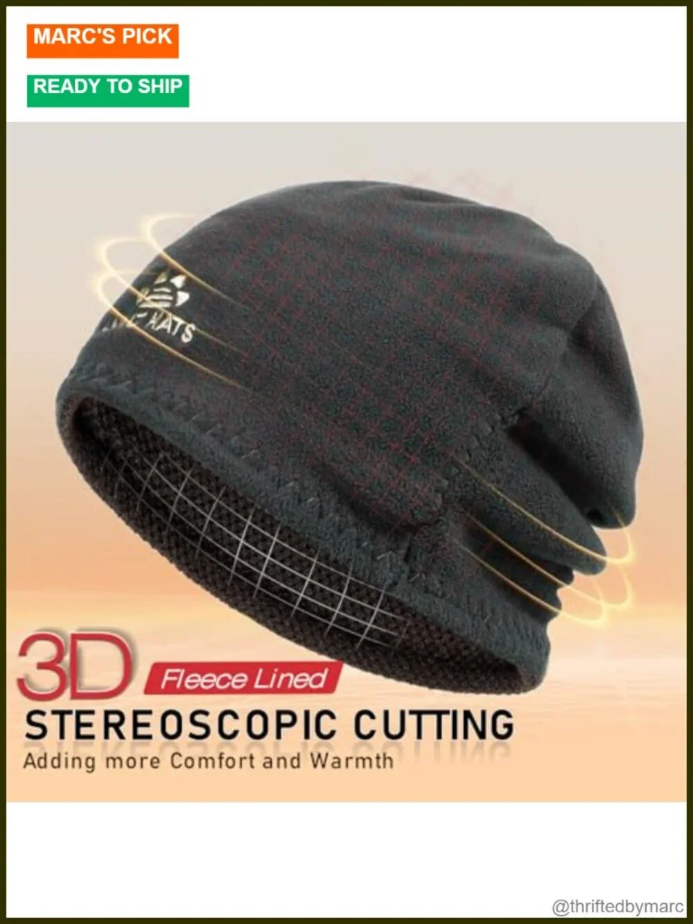 Winter Beanie Hat Fleece Lined Reversible Skull Cap Unisex Warm Knit Cap